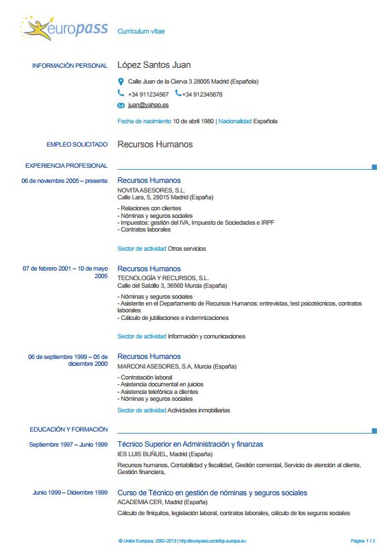 El Europass Cv Qué Es Ejemplos E Instrucciones