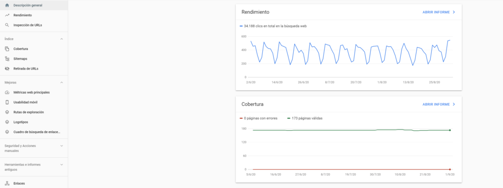 Google Search Console interfaz