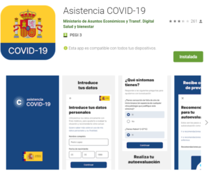 Vista de la aplicación Asistencia COVID-19